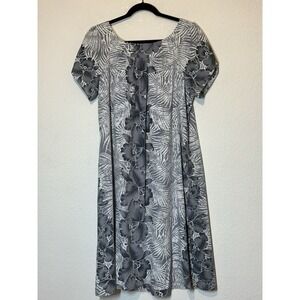Royal Creations Made In Hawaii XL Gray Orchid‎ /Fern House Dress Muumuu Kaftan